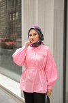 Nervur Detaylı Poplin Gömlek Pembe