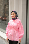 Nervur Detaylı Poplin Gömlek Pembe