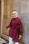Omuz Bağlamalı Poplin Gömlek Bordo