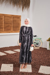 Ön Bağlama Detay Şifon Elbise Füme