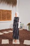 Ön Bağlama Detay Şifon Elbise Füme