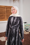 Ön Bağlama Detay Şifon Elbise Füme