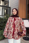 Ön Bağlamalı Etnik Desen Kimono Bordo