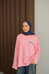 Ön Ve Arka Yazı Baskılı Sweat Pembe