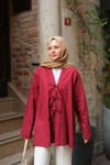 Önü Bağlamalı Oversize Kimono Bordo