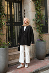 Önü Bağlamalı Oversize Kimono Siyah