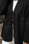 Önü Bağlamalı Oversize Kimono Siyah