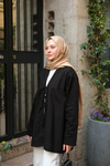 Önü Bağlamalı Oversize Kimono Siyah