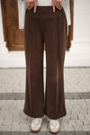 Önü Çima Detaylı Lastikli Pantolon Kahverengi