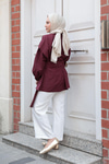 Önü Drape Detay Poplin Gömlek Mürdüm