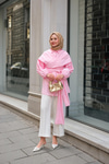 Önü Drape Detay Poplin Gömlek Pembe