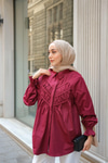 Önü Parça Roba Büzgülü Tunik Bordo