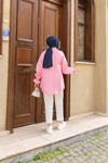 Önü Parça Roba Büzgülü Tunik Pembe