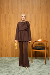 Önü Şallı Modal Takım Kahverengi