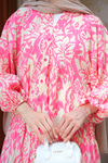 Otantik Desenli Elbise Pembe