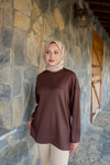 Oval Kesim Tunik Kahverengi
