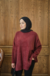 Oversize Kesim Peluş Kazak Bordo