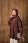 Oversize Kesim Peluş Kazak Kahverengi