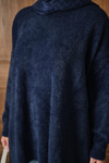 Oversize Kesim Peluş Kazak Lacivert