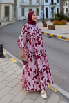 Parça Desenli Elbise Fuşya