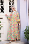 Pastel Çicek Desen Elbise Yeşil