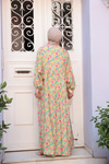 Pastel Çicek Desen Elbise Yeşil