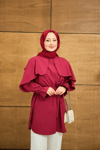 Pelerin Detaylı Gömlek Bordo