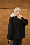 Peluş Yaka Ceket Siyah