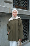 Peluş Yaka Ceket Yeşil