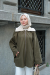 Peluş Yaka Ceket Yeşil