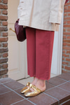 Pileli Ham Pantolon Bordo