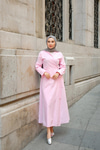 Poplin Yan Bağlamalı Elbise Pembe