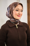 Prizma Çiçek Desen Eşarp Kahverengi