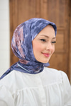 Prizma Çiçek Desen Eşarp Mavi