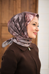 Prizma Çiçek Desen Eşarp Vizon