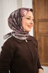 Prizma Çiçek Desen Eşarp Vizon