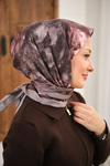 Prizma Çiçek Desen Eşarp Vizon