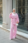 Püskül Detay Kimono İkili Takım Pembe