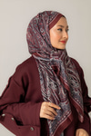 Retro Desen Soft Şal Bordo