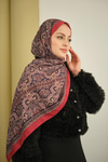 Retro Desen Soft Şal Bordo