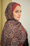 Retro Desen Soft Şal Bordo