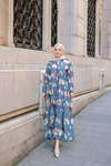 Rose Desenli Elbise Mavi