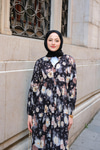Rose Desenli Elbise Siyah