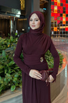 Rosey Broşlu Elbise Bordo