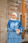 Sakura Desen İkili Takım Mavi