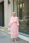 Shavy Yaka Kravatlı Takım Pembe