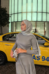 Sim Detaylı Elbise Gri