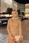 Sim Detaylı Elbise Hardal