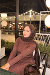 Sim Detaylı Elbise Kahve