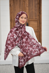 Sisli Gül Desen Şal Bordo